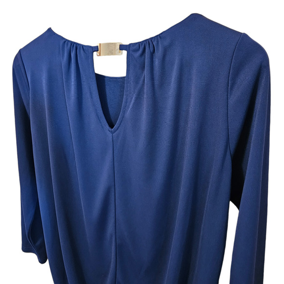 Nine West Jeans Elliot Blouse Bubble Seam Navy Women's Size Medium - Picture 9 of 10